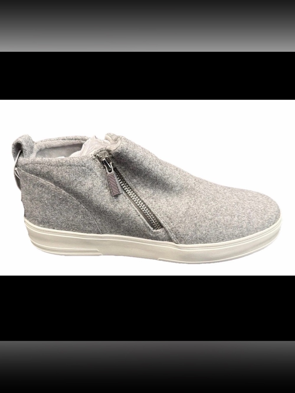 Dearfoams Women’s Side Zip Memory Foam Sneakers Grey Wool Size 9 M US